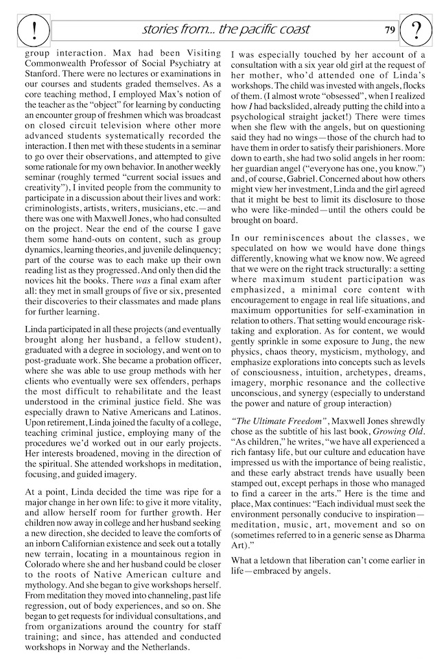 newsletter cutting: ‘Stories from the Pacific Coast: Embraced by Angels’ by Dennie Briggs, Joint Newsletter 10 (2004)