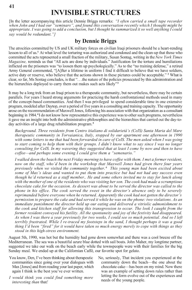 newsletter cutting: ‘Invisible Structures’ by Dennie Briggs, Joint Newsletter 11 (2004)