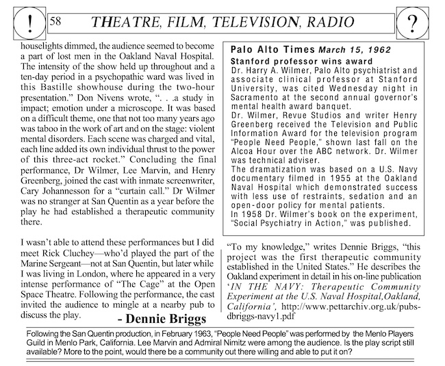 newsletter cutting: ‘‘People Need People: San Quentin, California, April 20, 1962...’ by Dennie Briggs, Joint Newsletter 7 (2003)