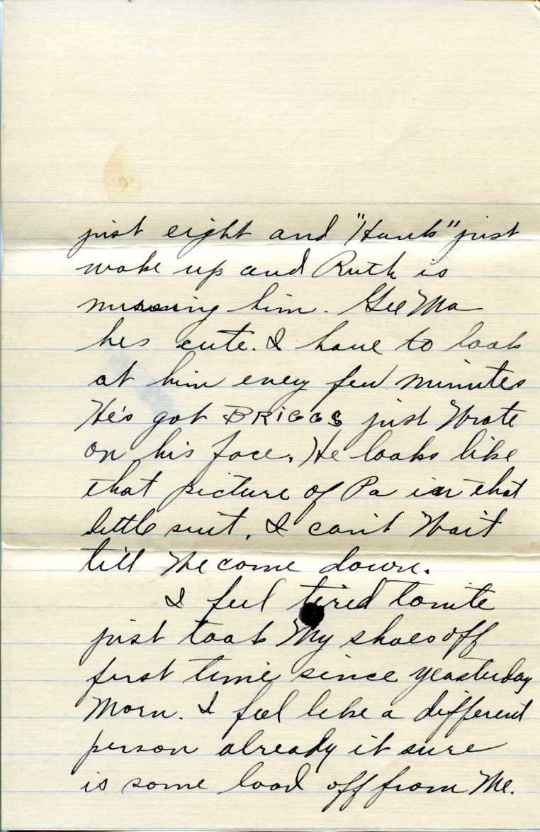 document: Father's letter to his parents on Dennie’s birth (March 24,1927)