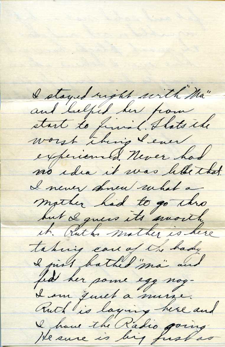 document: Father's letter to his parents on Dennie’s birth (March 24,1927)