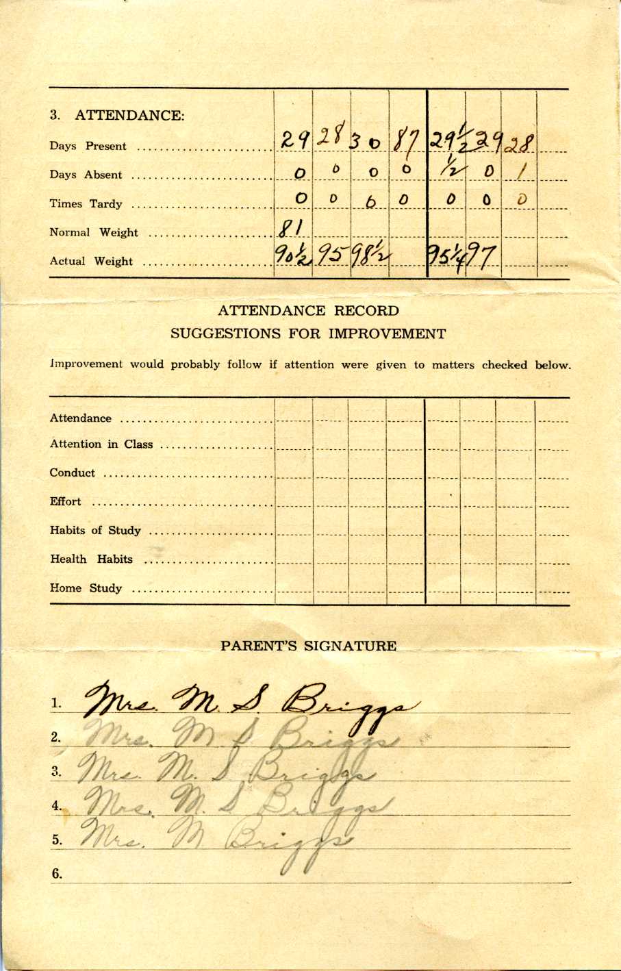 document: Report Card, St. Cloud Elementary School, Sixth Grade (1938-1939)